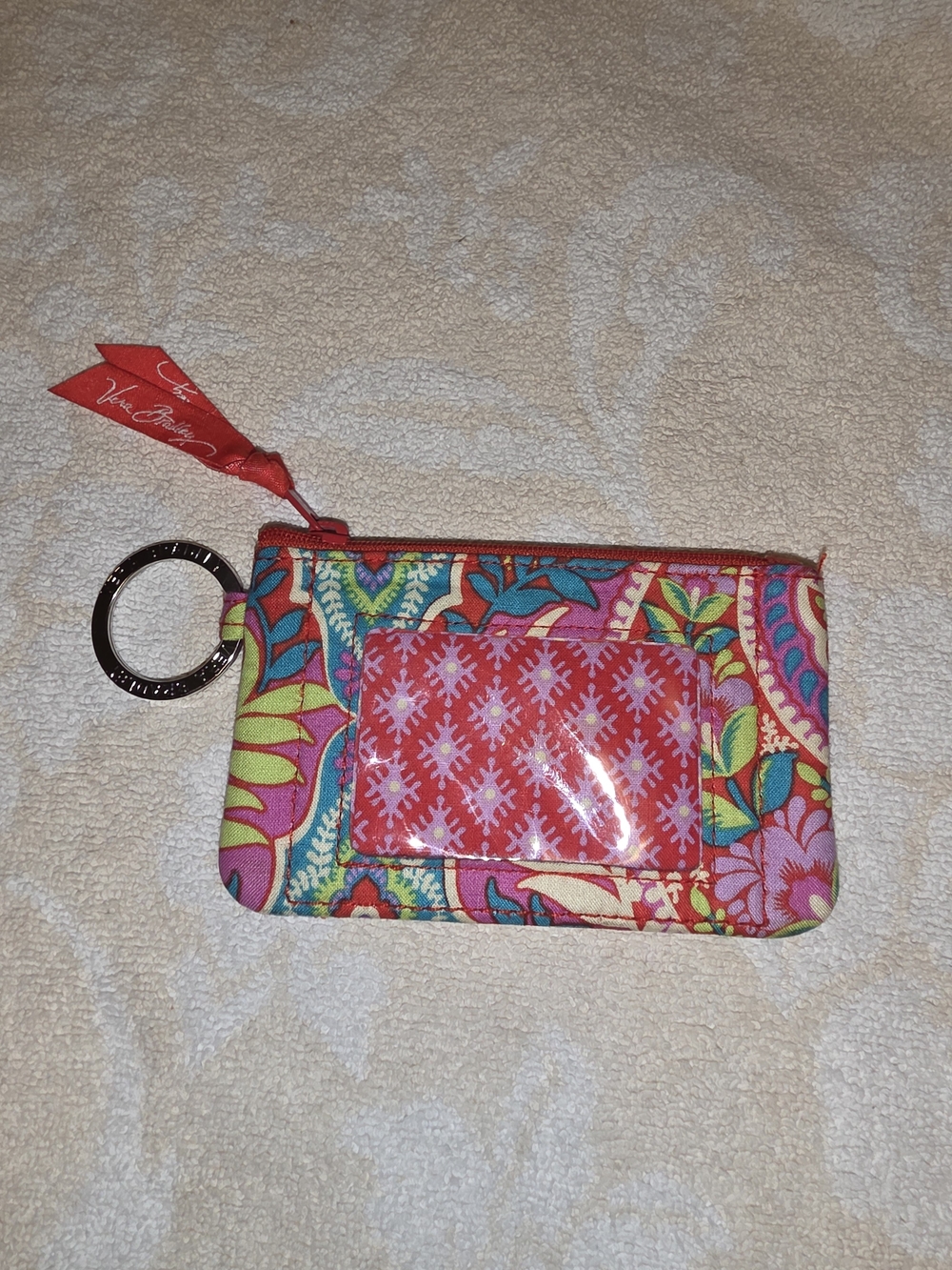 Vera Bradley Floral Zip ID Wallet - Pink Multicolor